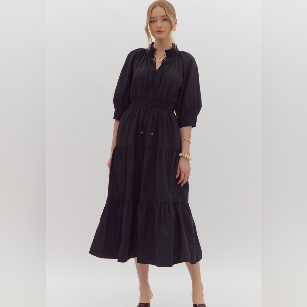 Entro Black Midi Dress. NWT